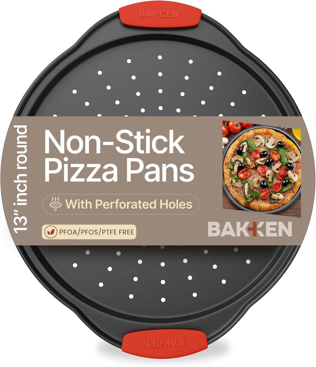 Pizza bakplaat Met gaten Knapperige bodem Antiaanbaklaag 376 x 13 x 1 inch Grijs