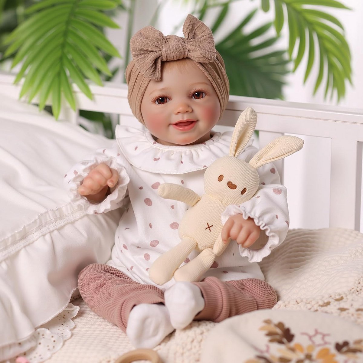 Reborn Babypop - Levensechte pop - Rollenspel stimuleren - Zacht stoffen lichaam - 43 cm - Wit