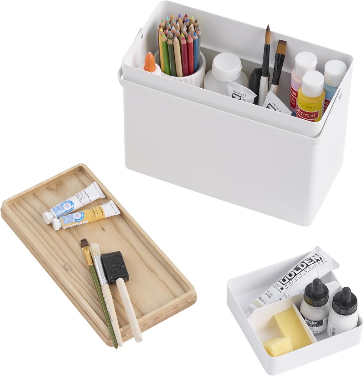 EHBO-doos Opberger - Medische Doos - Spullen Organiseren - Drie Gelaagde Lades - 27 x 195 cm - Wit