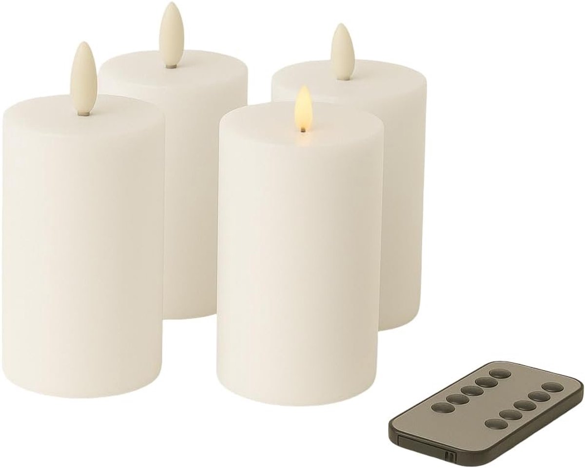 LED Waxkaarsen Set - Vlamloze Kaarsen - Sfeerverlichting Thuis - Echt Wax Materiaal - Set van 4 - Wit