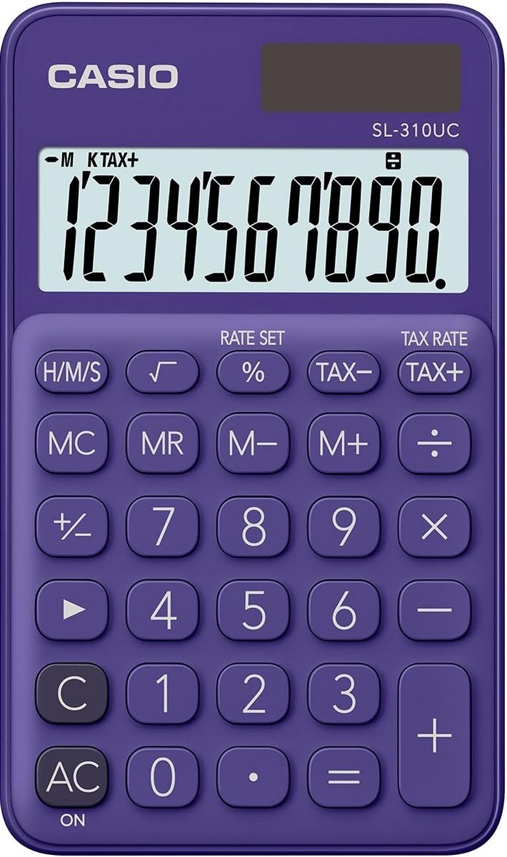 Rekenmachine - Zakrekenmachine bureaurekenmachine - Financiële berekeningen - Met belastingfunctie - 118 x 7 x 08 cm - Aubergine