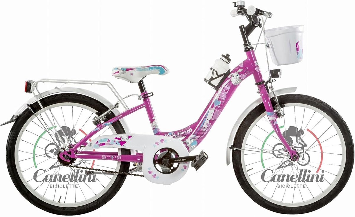 Meisjesfiets Venere - Kinderfiets 20 inch - Stadsvervoer Kind - Inclusief mand en standaard - 20 inch - Fuchsia