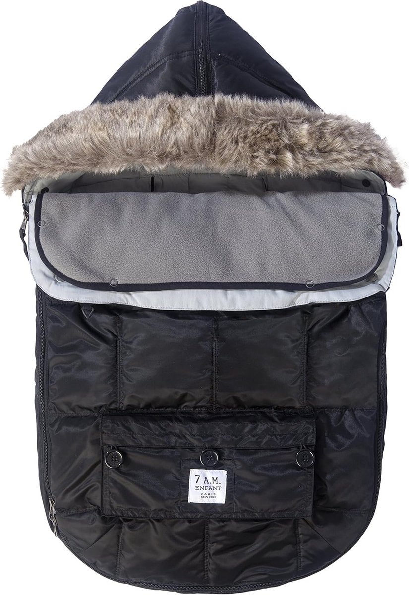 Voetenzak - Baby deken - Onderweg warm - Afneembare deken - 106 cm - Zwart