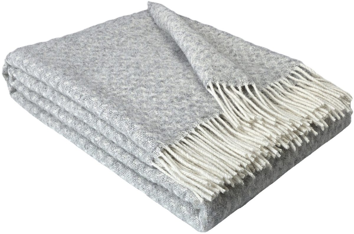 WOOOL Plaid - NORD (Lichtgrijs) - 140x200cm - 100% Wol - 350gm/2