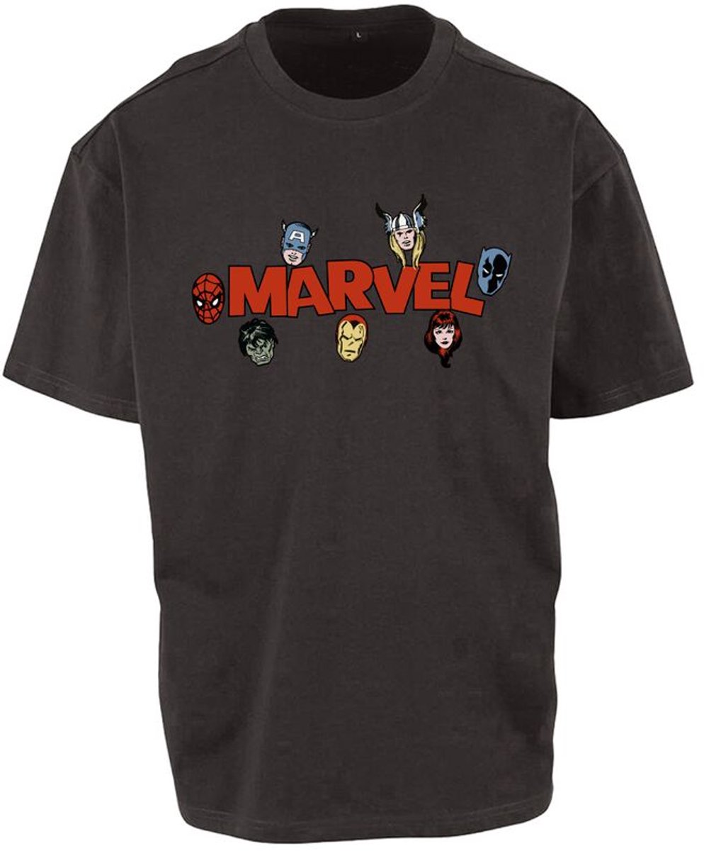 Avengers Marvel Comics Logo With Heroes Heren T-shirt - zwart - XXL
