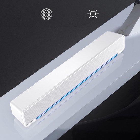 Mini Soundbar - PC Speaker - Film en Muziek - 3D Stereo Geluid - 32 cm - Wit van MINI — afbeelding 3