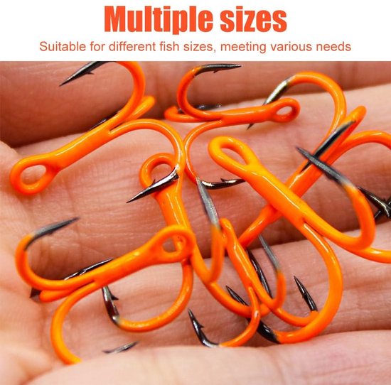 Dailygoods- Vishaak 10 Stuks - Scherpe Prikkeldraad - Ronde Bocht - Koolstofstaal - Corrosiebestendig - Voor Zoetwater/Zoutwater - Treble Hooks van Dailygoods — afbeelding 4