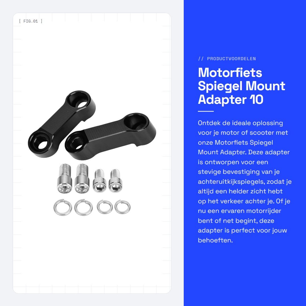 Dailygoods - Motorfiets Spiegel Mount Adapter - 10 Mm 8 Mm - Aluminium Achteruitkijkspiegel Uitbreiding Kit - Geschikt voor M10 M8 - Scooter Extension...