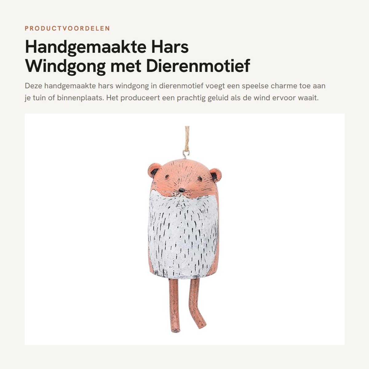 Dailygoods- Windgong Dierenvorm - Vintage Tuindecoratie - Rustieke Windgong - Handgemaakt - Natuurgetrouwe Vorm - Helder Geluid