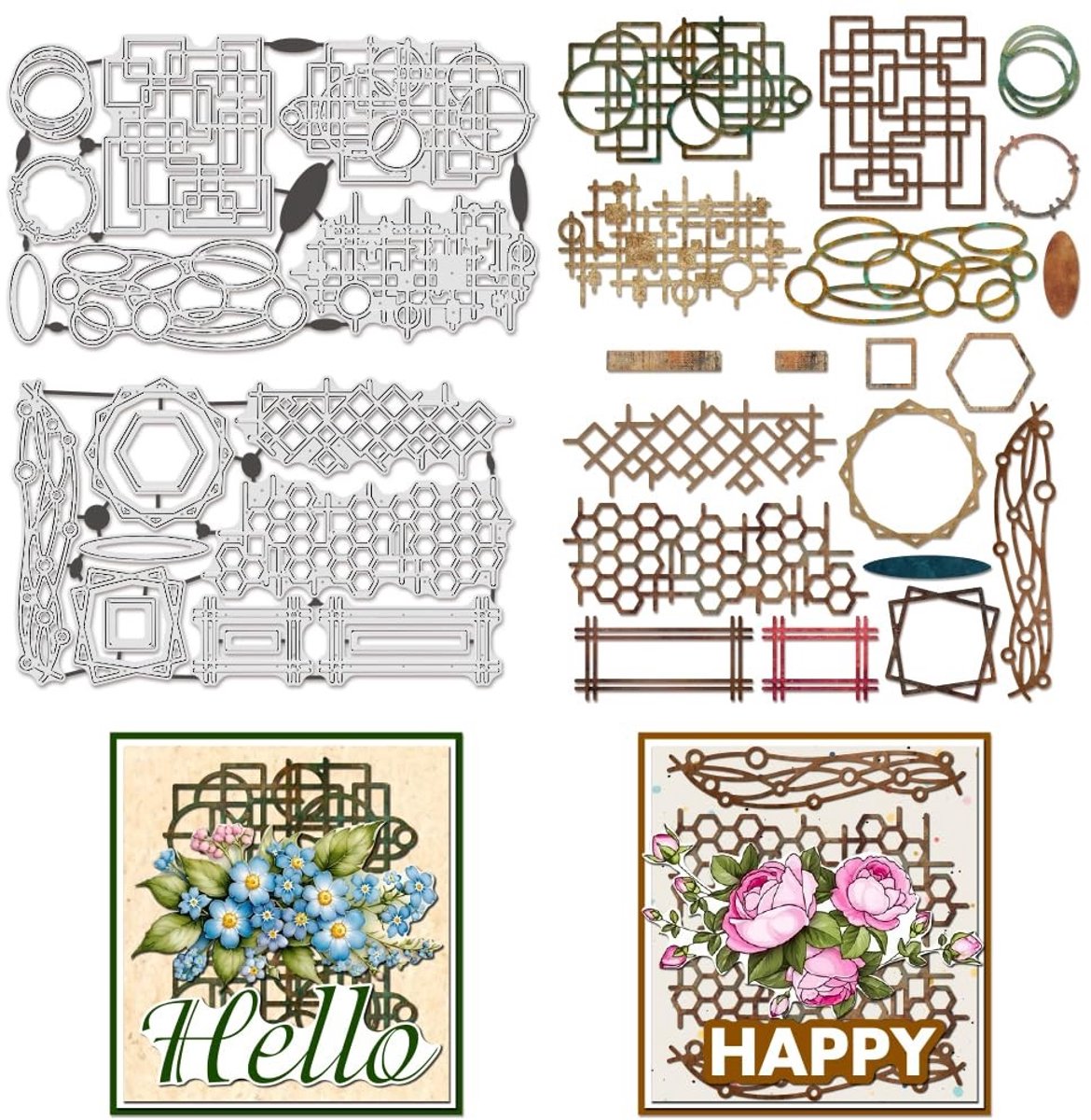Dailygoods- Snijmatrijzen Geometrische Vorm - Koolstofstaal - Embossing Stencils - Scrapbooking - Decoratief Papier - 0,08 cm Dik - Embossingstencils