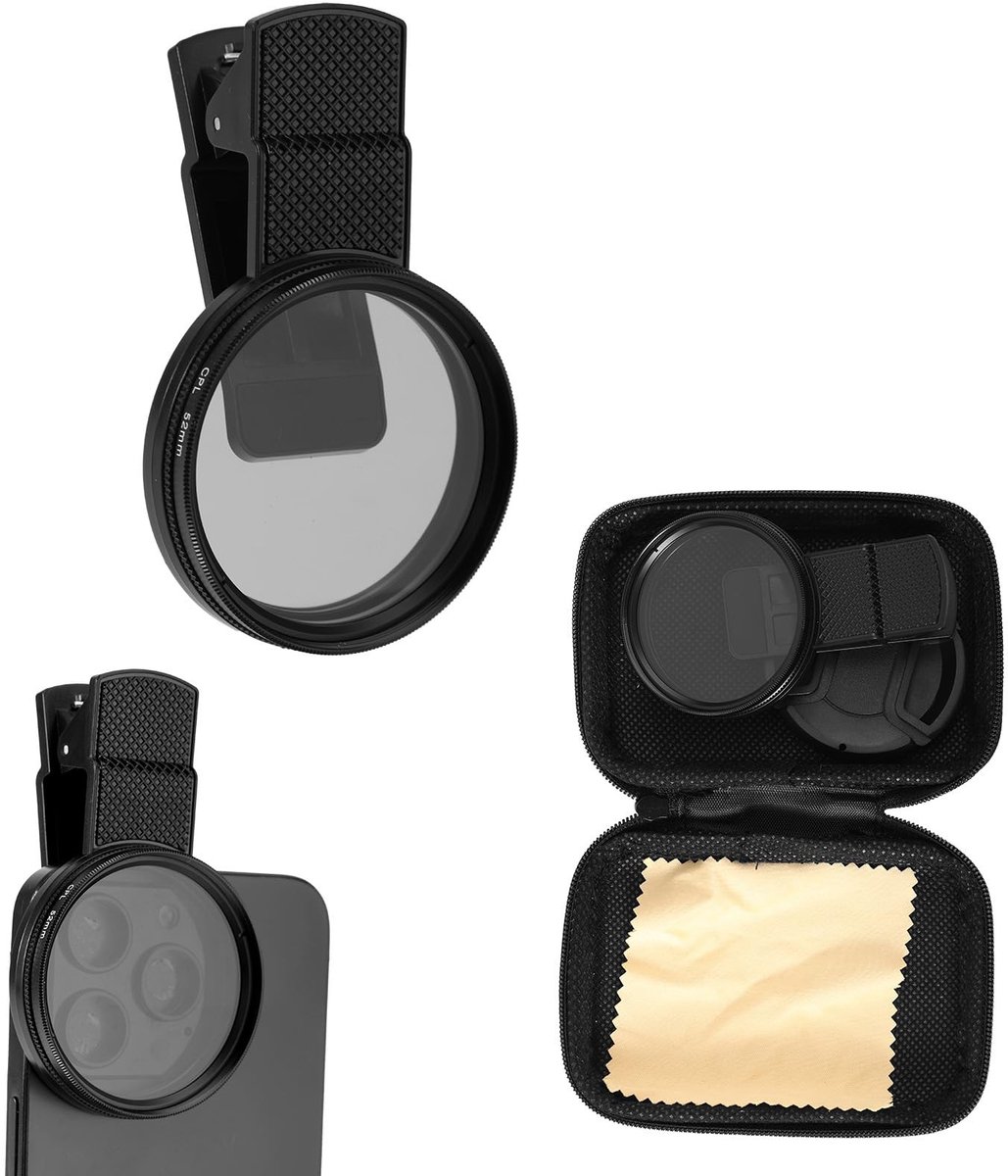 Dailygoods - 52mm Clip-on Telefooncameralensfilterkit - HD Filter voor Smartphones