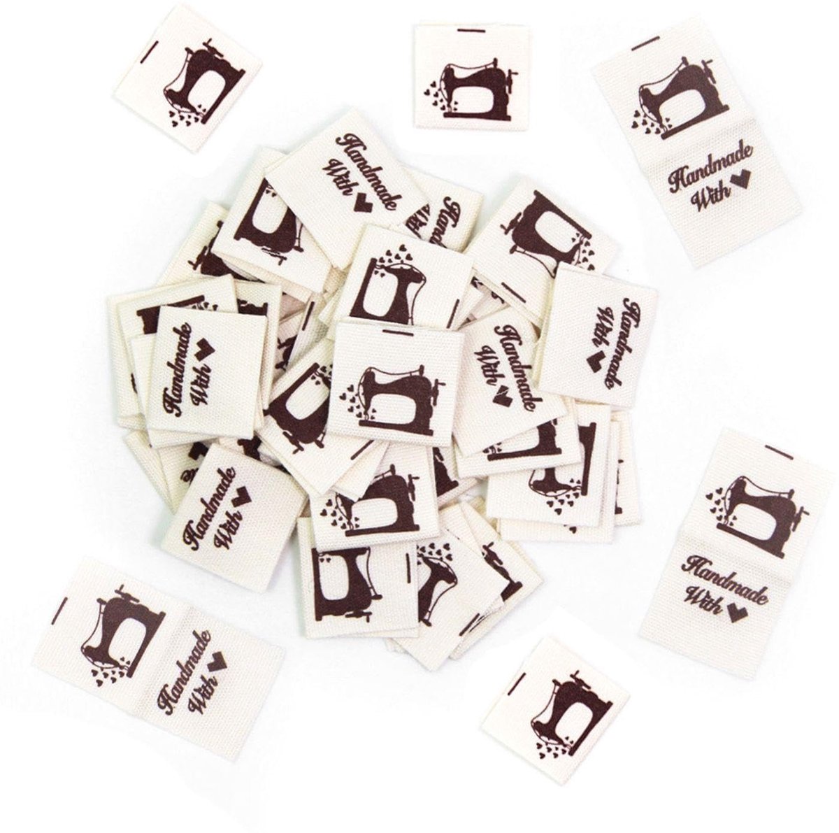 Dailygoods- Stoffen Etiketten 200 Stuks - Geweven Kledingetiketten - Decoratieve Etiketten - Handgenaaide Etiketten - Doe-het-zelf Materialen - Katoen 4 x 2 cm - Label