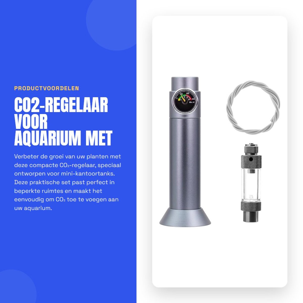 Dailygoods- CO2-regelaar Compact - Mini-manometer met bellenteller - Aquariumsysteem - Wandmontage/Beugel - Nauwkeurige controle - Voor kantoor/aquarium - CO2-systeem