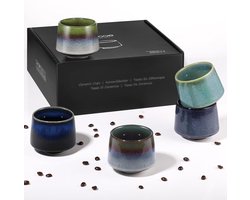 Cappuccinokopjes Set - Keramische Mokken - Warme Dranken - Handgemaakt Aardewerk - 210 ml - Wit