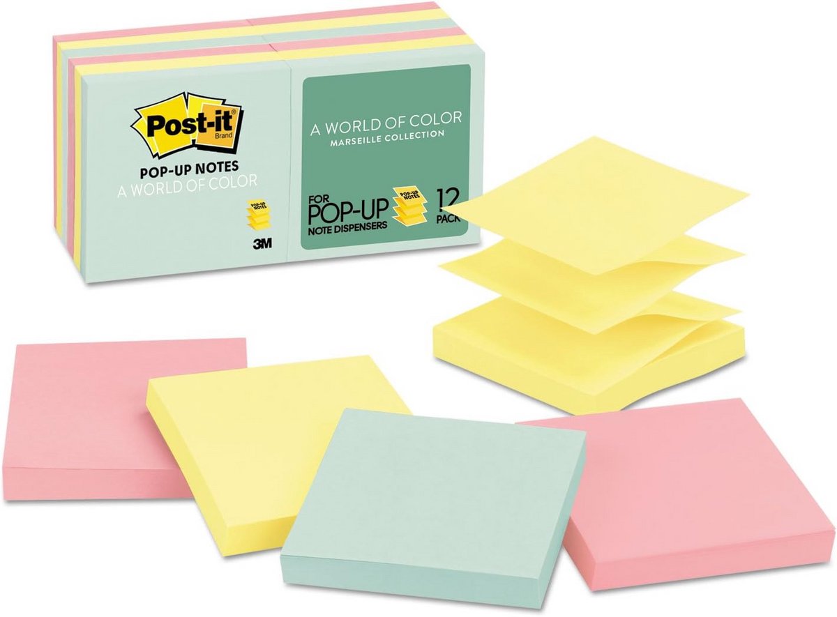 Notitieblaadjes - Zelfklevende Memo's - Ideeën Vastleggen - Accordeon Stijl - 12 Pak 100 Vel - Pastelkleuren