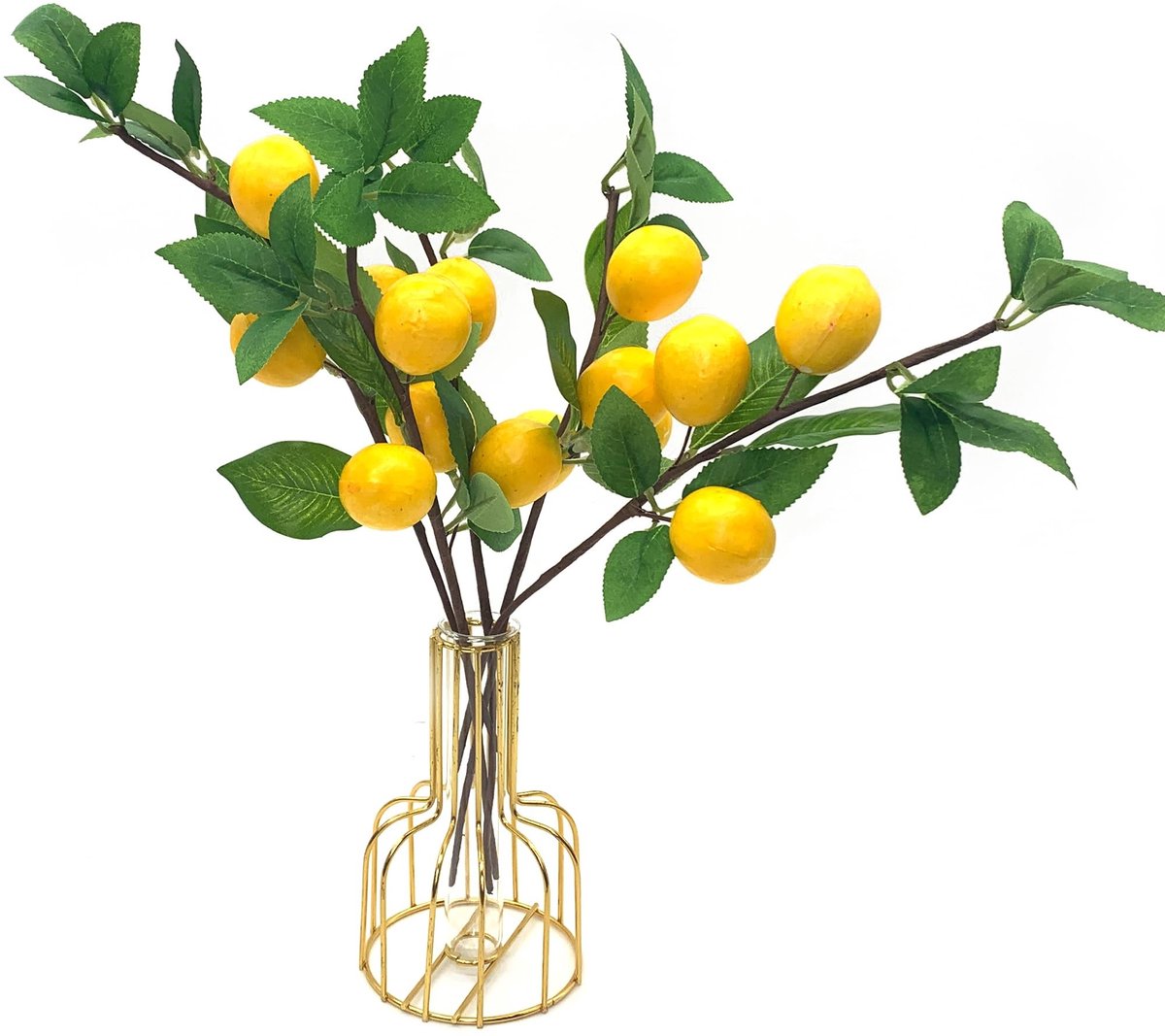 Dailygoods- Citroentakken - 5 Stuks Kunstfruit - Decoratie voor Thuis - Tafeldecoratie - Bruiloft - Kerstdecoratie - Realistische Vorm - Nepfruit