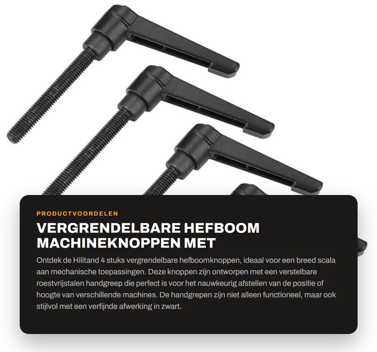 Dailygoods- Vergrendelingshendel - 4 Stuks - Verstelbare Roestvrij Stalen Handgreep M6 - Zwart - Corrosiebestendig - Geschikt voor Mechanische Onderdelen - Machineknop