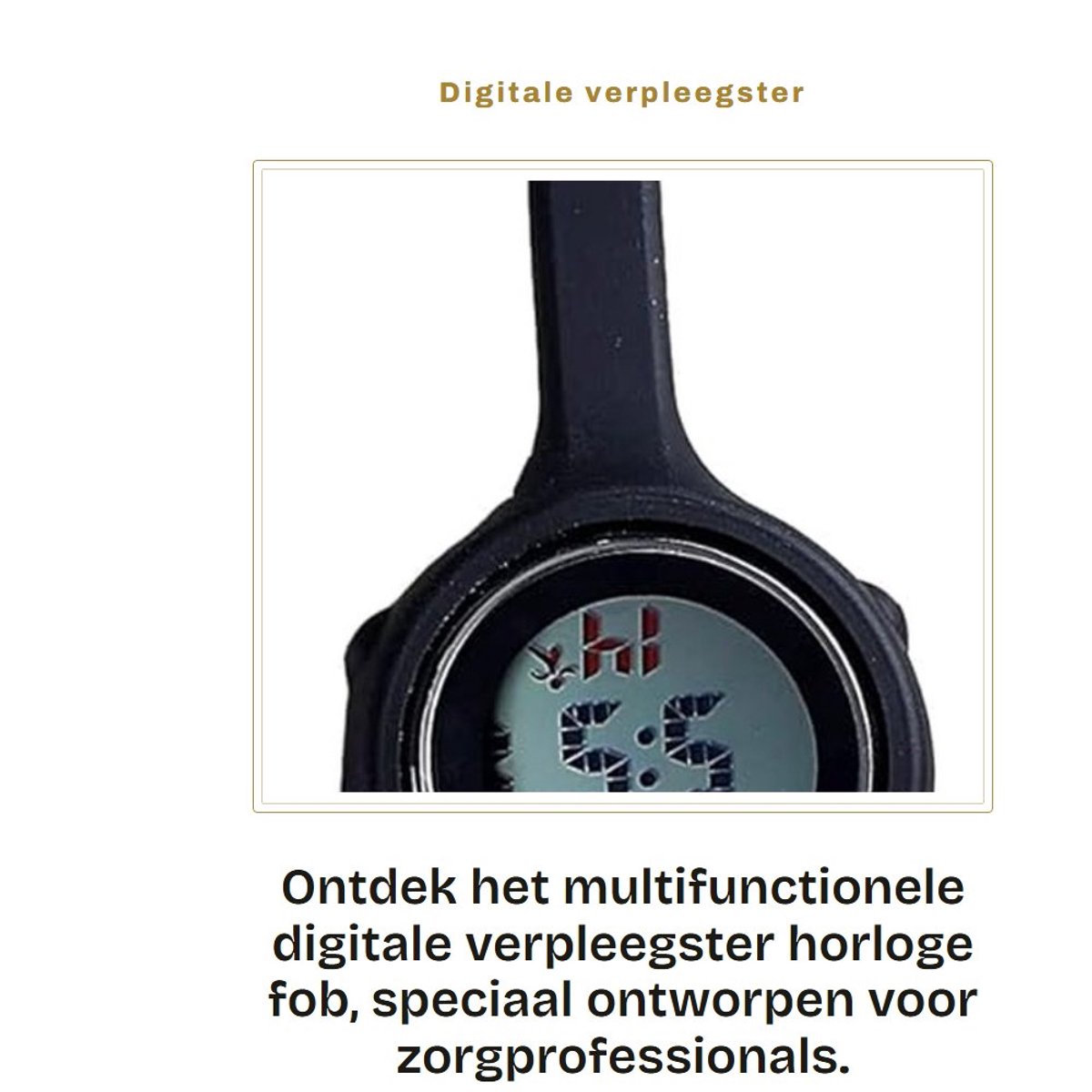 Dailygoods- Verpleegster Horloge - Digitale Fob - Waterdicht - Siliconen Horlogeband - Zusterhorloge met Clip - Helder Glas - Nachtverlichting - Medisch Horloge