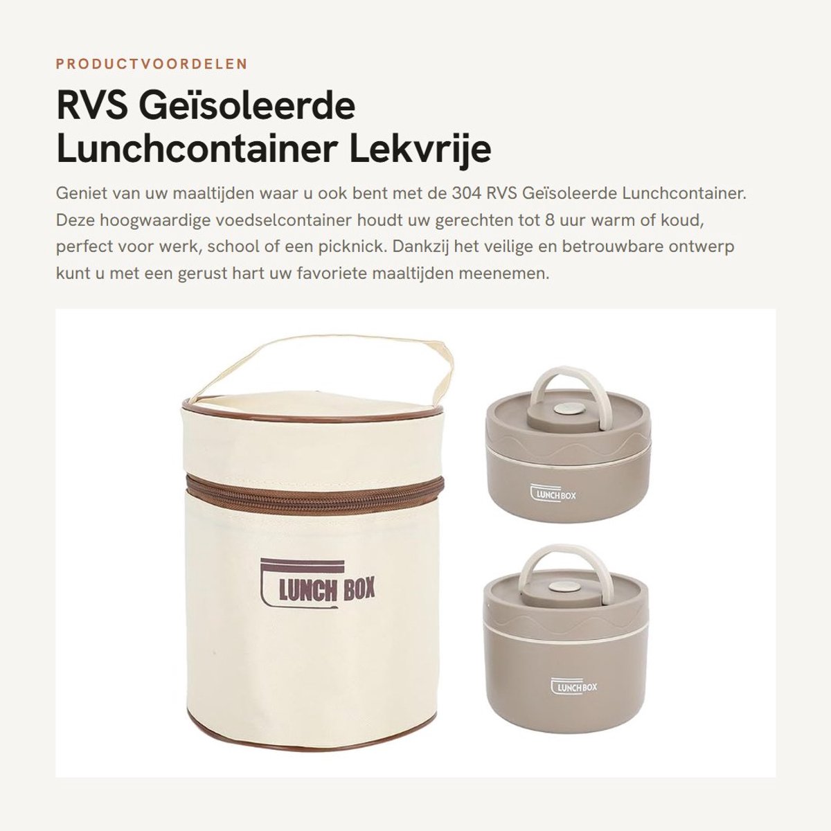 Dailygoods- Lunchcontainer 304 Roestvrij Staal - Thermoscontainer - Lekvrij - Thermische Bento Box - Voor Warm/Koud Voedsel - Met Deksel - Thermos
