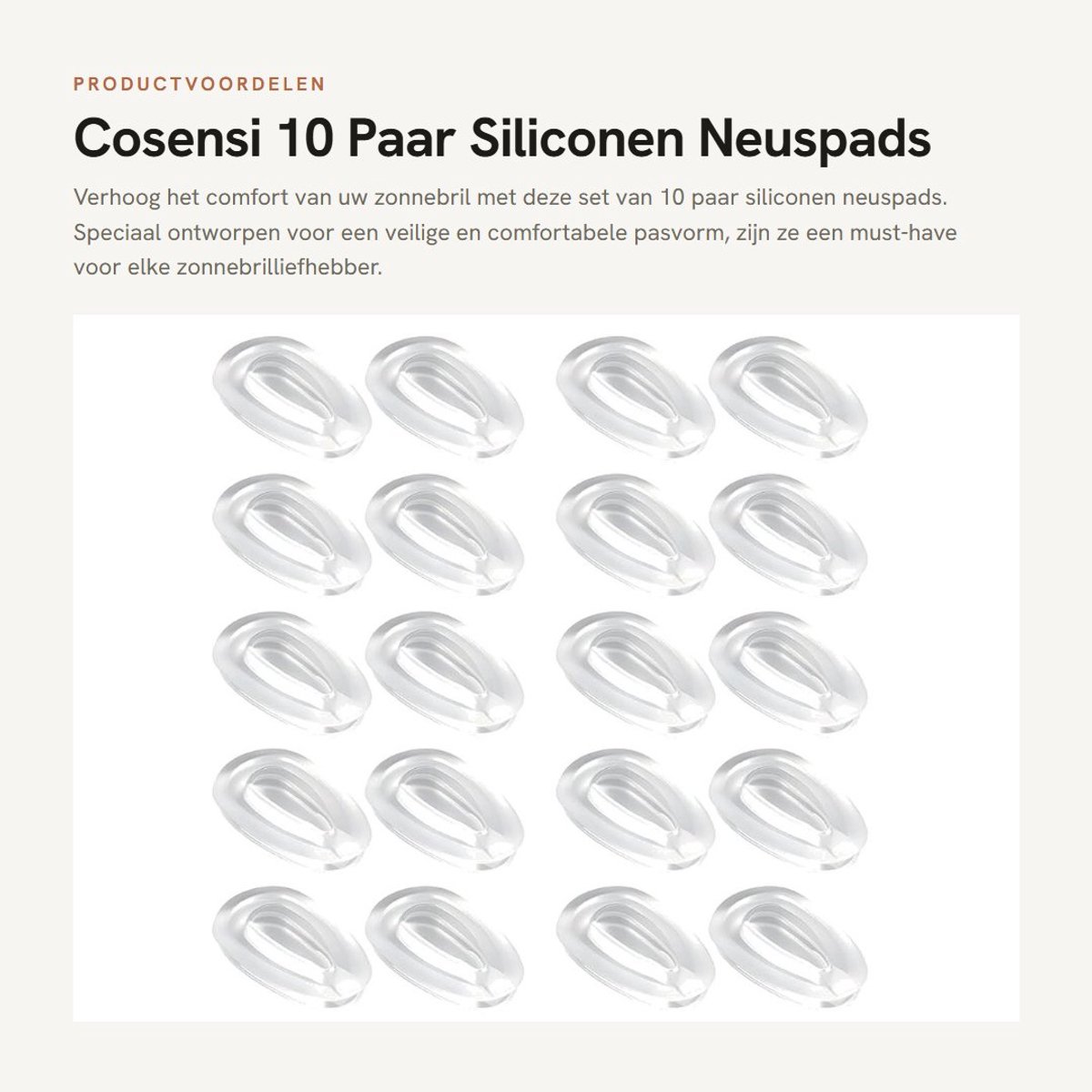 Dailygoods- Neuspads Bril Siliconen - Neuspads voor Bril - Zelfklevend - Bril Pads - Neuskussentjes voor Brillen - 10 Paar - Perfecte Pasvorm - Neuskussens