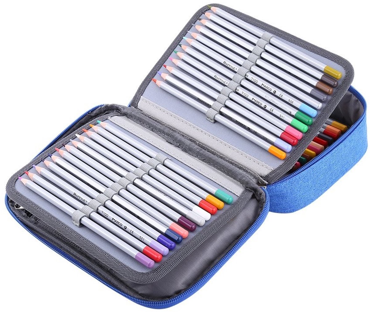 Dailygoods- Etui grote capaciteit - Opvouwbaar - Meerlaags - Ritssluiting - Voor kunstenaars/studenten - 24 x 18 x 6.5 cm - Pennenetui