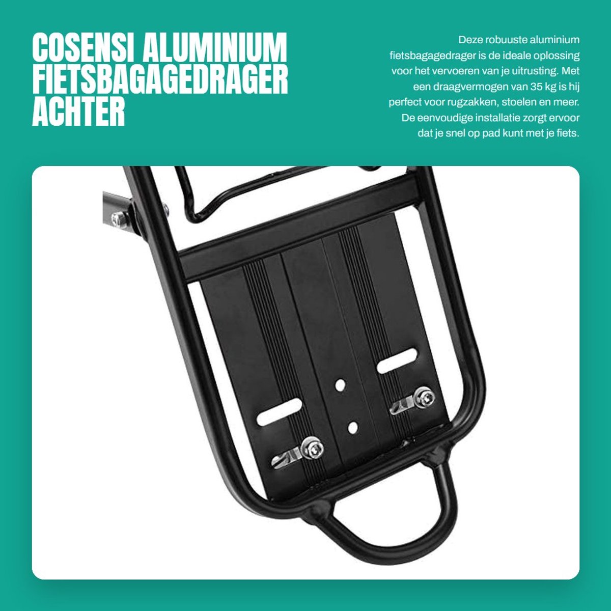 Dailygoods- Fietsbagagedrager Achter - Aluminiumlegering - Universele Accessoireset - Voor 24/26/28 Inch Fietsen - Tot 35 kg - Robuust en Duurzaam - Bagagedrager