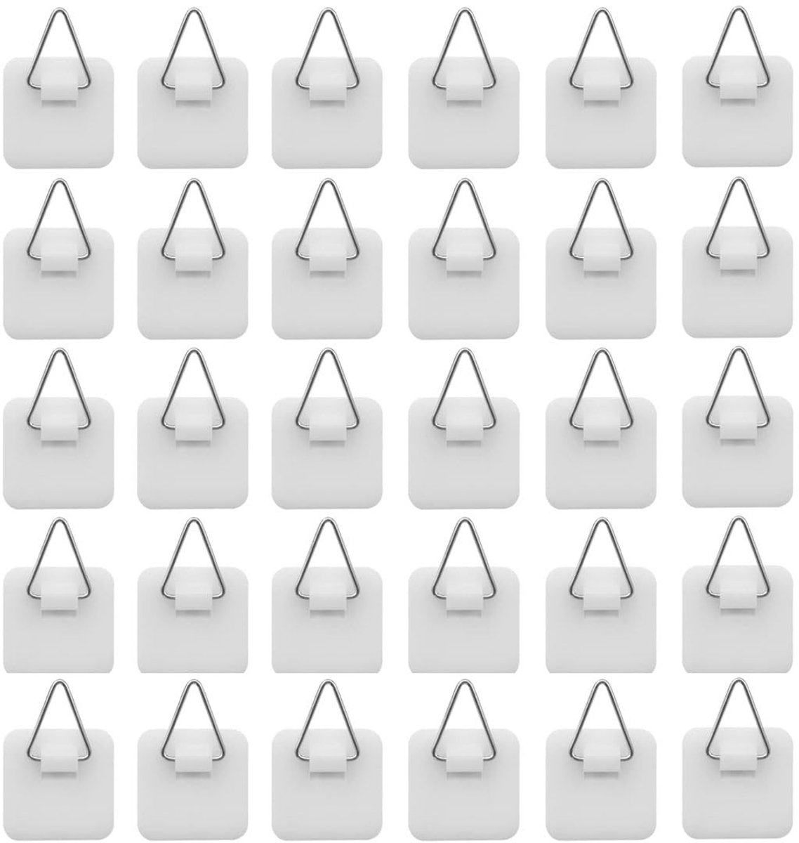 Dailygoods- Haken 30 Stuks - Onzichtbare Kleefhaken - Fotohaken - Vierkante Haken - Kunststof/Metaal - 2,5 x 2,5 cm - Kleefhouders