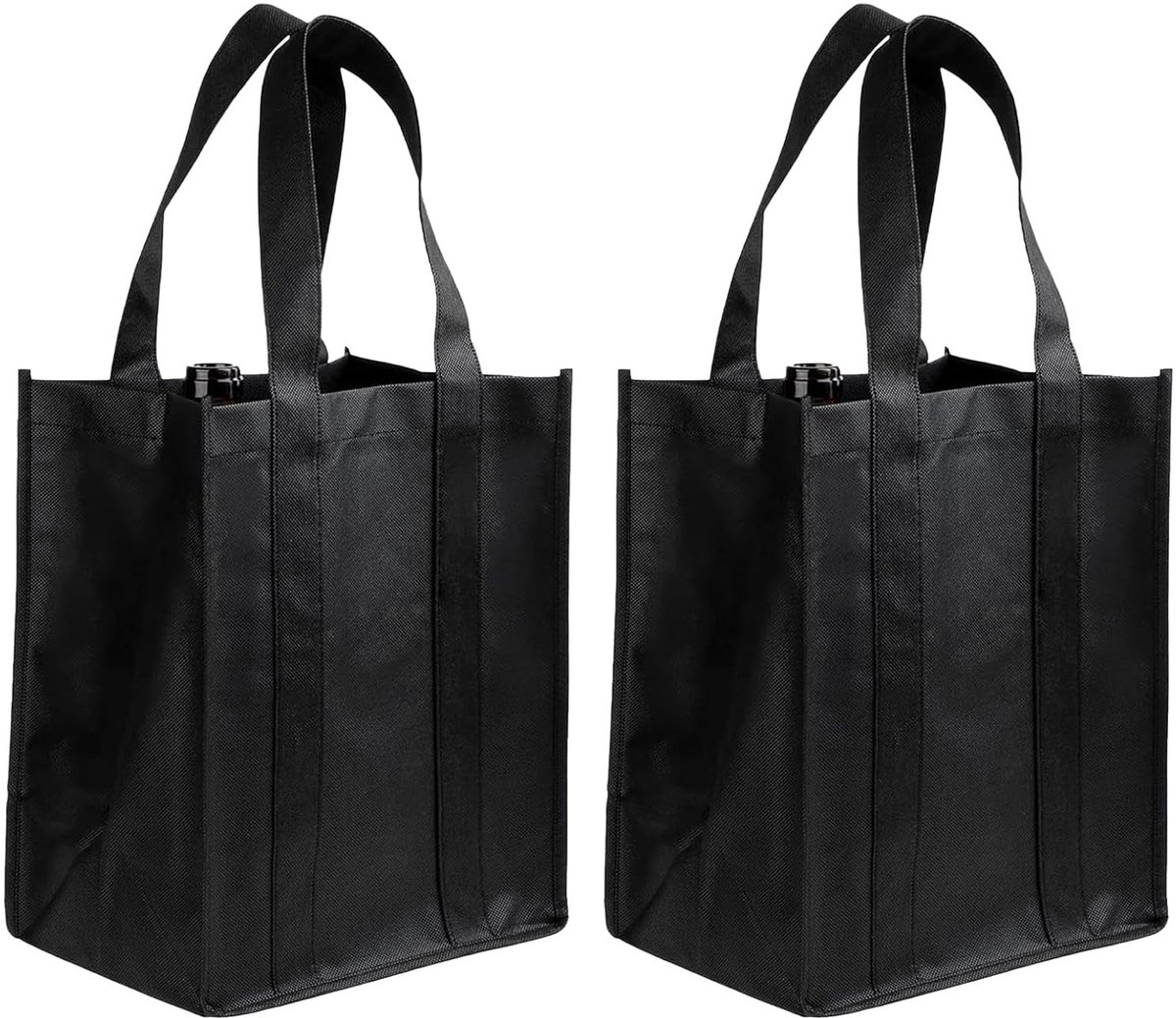 Dailygoods- Wijnflessenzakken 2 x 6 stuks - Herbruikbare Vliesstof - Zwart - Scheidingswanden - Functioneel Ontwerp - Veilig en Netjes - Wijnrek