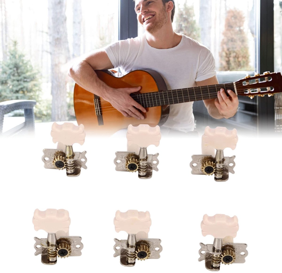 Dailygoods- Stemsleutel Snelle Afstemming - Klassieke Gitaar - Vervangende Tuners - Duurzaam Metaal/Plastic - 3L3R Stemmechanieken - Inclusief Accessoires - Gitaartuner