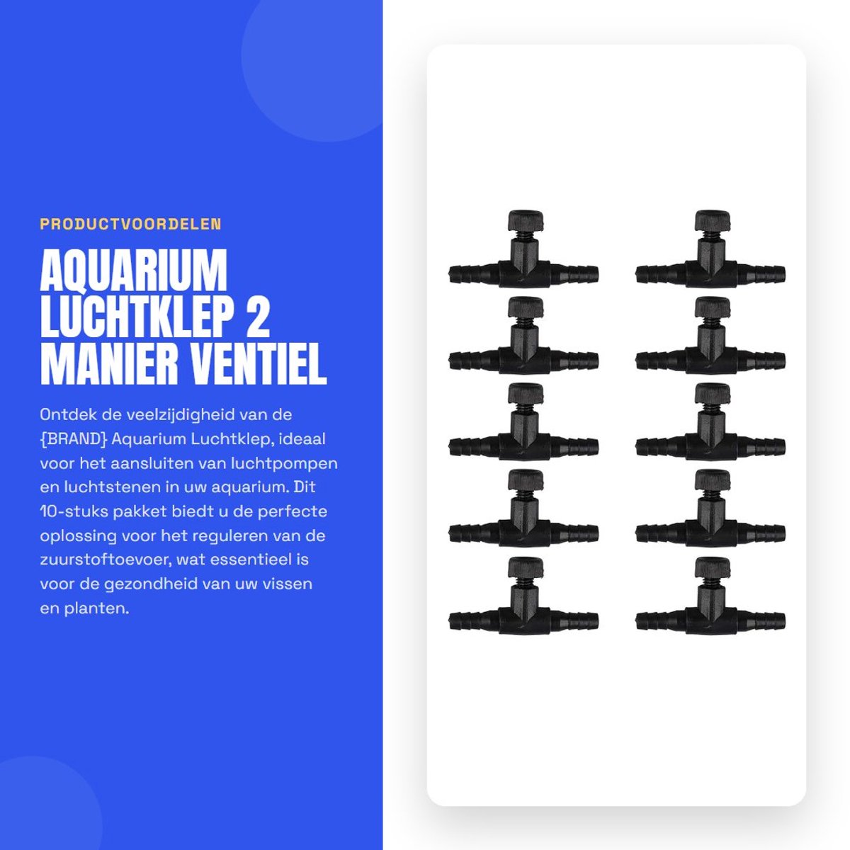 Dailygoods- Luchtpomp - 10 Stuks - Aquarium Luchtklep - Kunststof - Zwart - Diameter Connector 4,7 mm