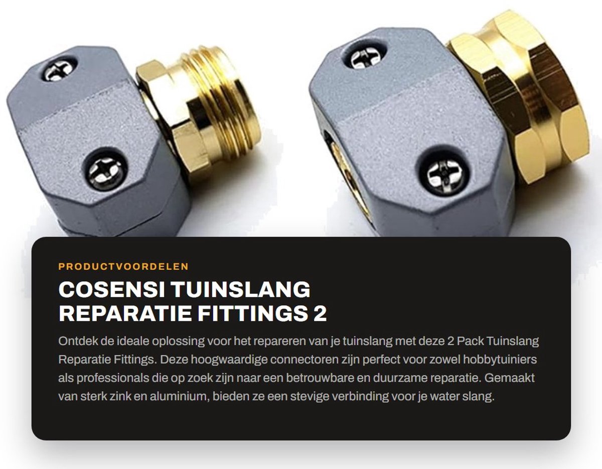 Dailygoods- Tuinslang Reparatie 2 Stuks - Mannelijke Slang End - Zink/Aluminium Connector - Schroefdraad Ontwerp - Eenvoudig Te Monteren - Slangconnector