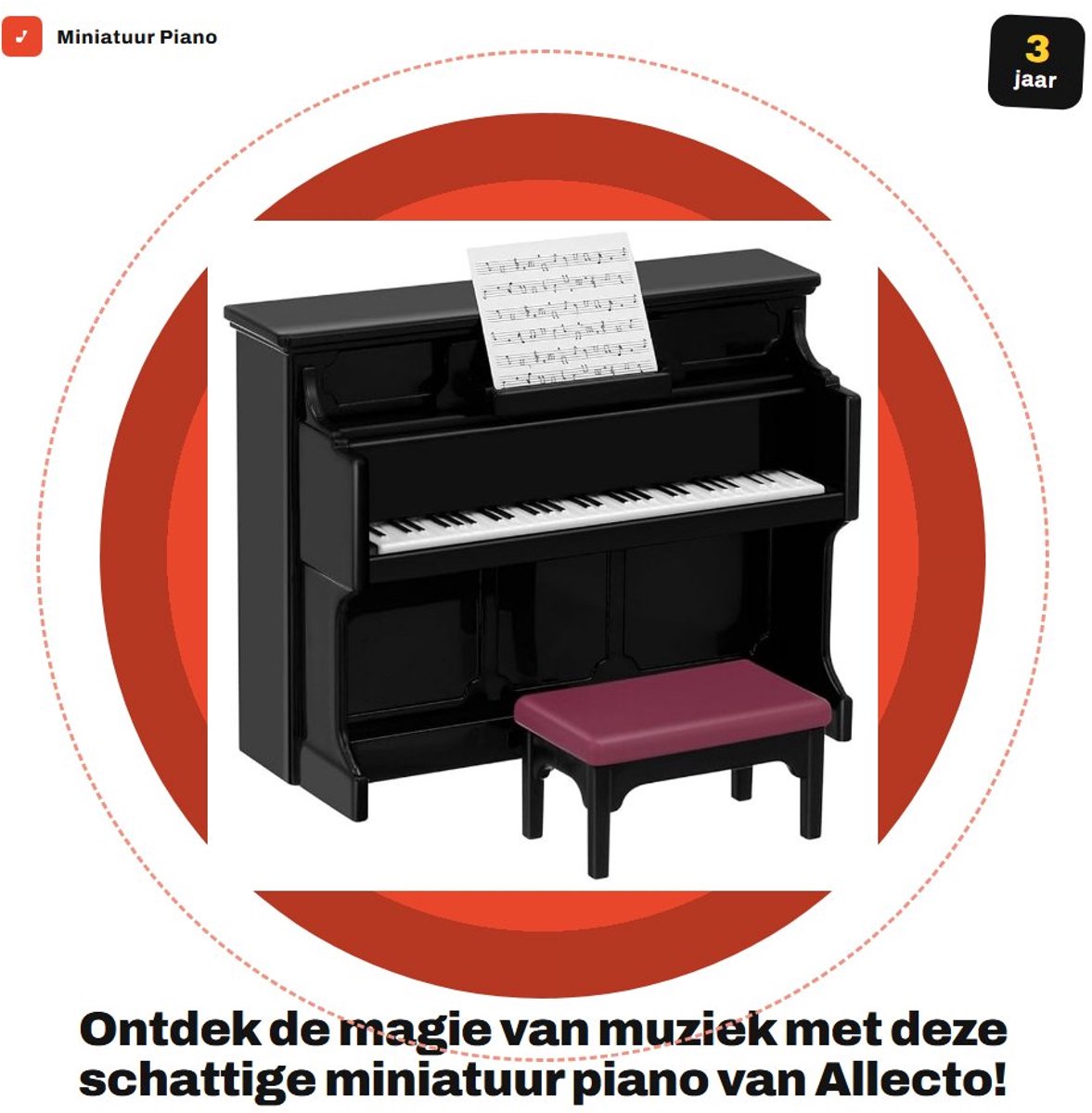 Dailygoods- Piano Miniatuur met Kruk - Pedagogisch Speelgoed - Mini Decor - Scène Rekwisieten - Lichtgewicht - Geschikt als Cadeau