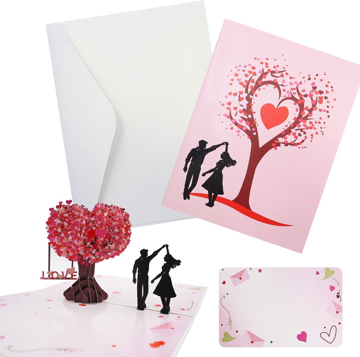 Dailygoods- Pop-up Kaart 3D Huwelijk - Wenskaart Verjaardag - Wenskaart Engagement - Wenskaart Valentijnsdag - Wenskaart Set van 3 - Hoogwaardige Papierkwaliteit