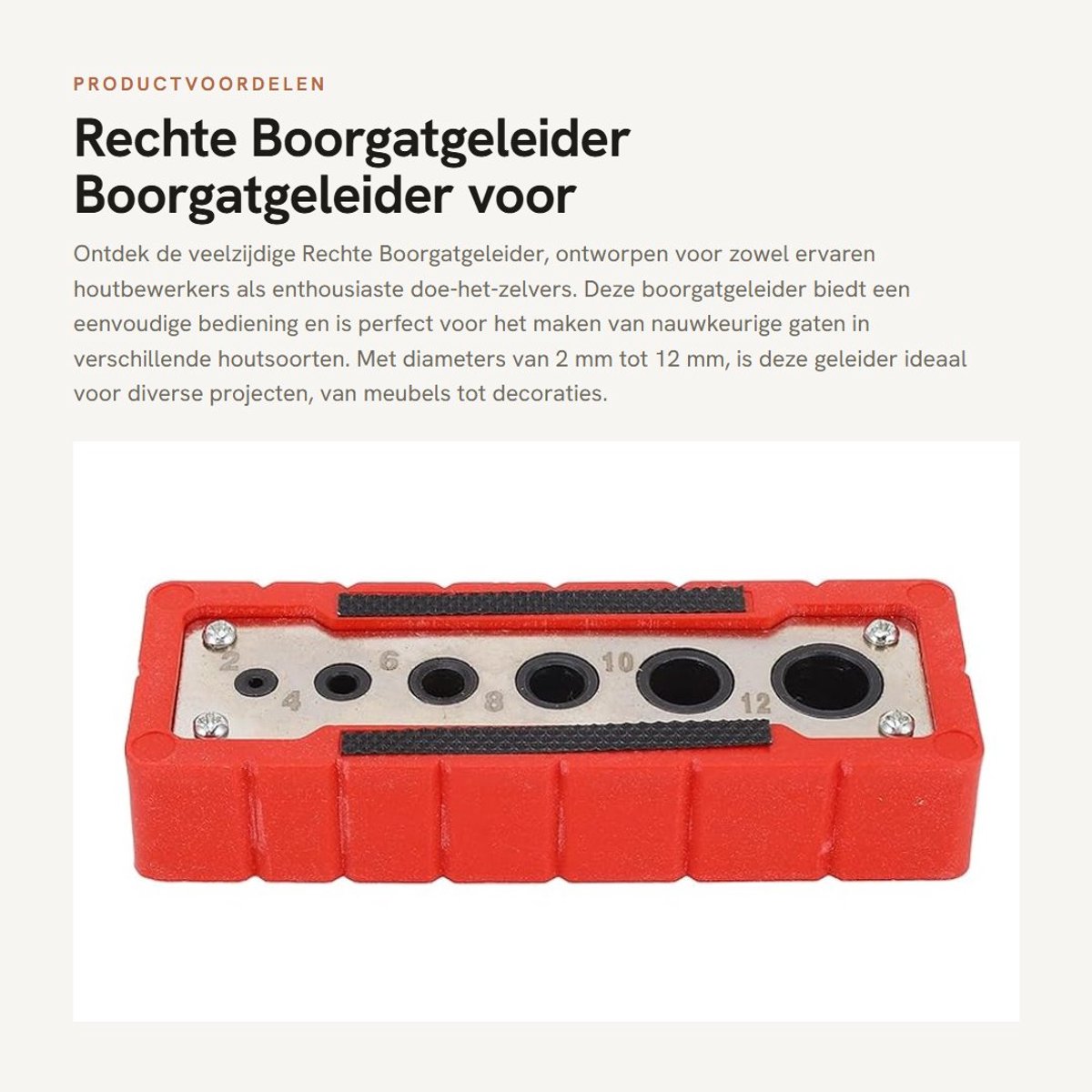 Dailygoods- Boorgatgeleider Nauwkeurig Boren - Boormallen 2/4/6/8/10/12 Mm - Boorstandaard - Houtbewerking - Eenvoudige Bediening - Snelstaal - Boorgeleider