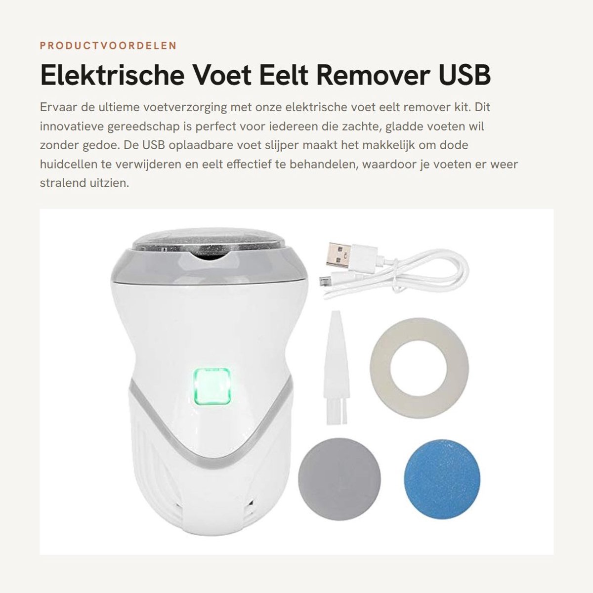 Dailygoods - Elektrische Voet Eelt Remover - USB Voet Slijper - Exfoliërende Pedicure Kit - Geschikt voor Gladde Voeten - Voetverzorging Gereedschap -...
