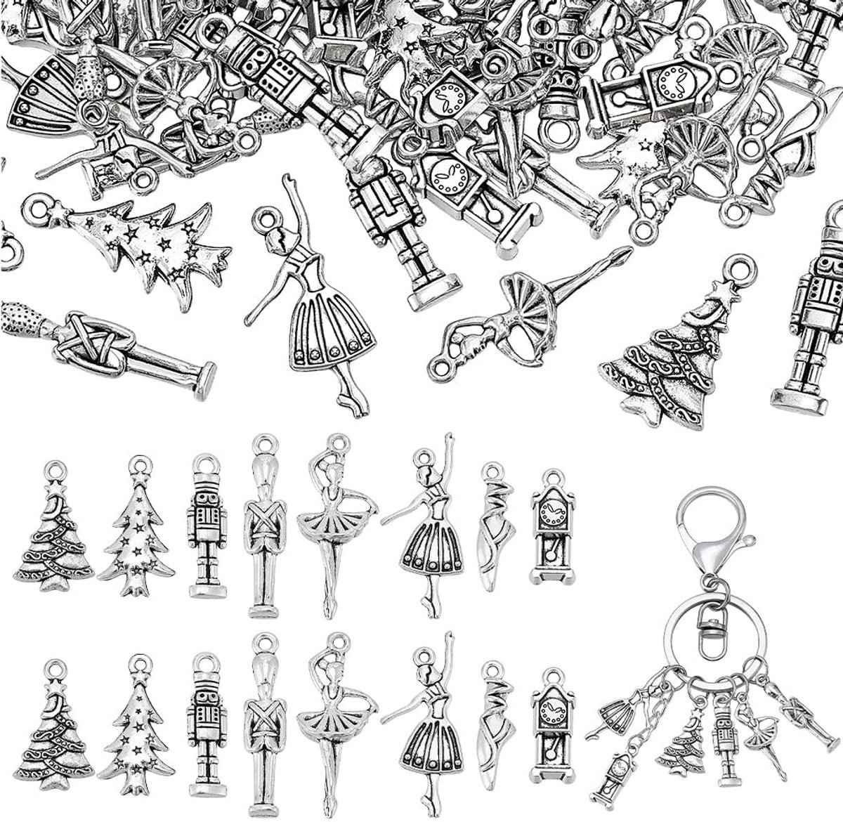 Dailygoods- Ballet Charms 96 Stuks - Notenkraker Bedels - Antieke Zilveren Bedels - Sieraden Maken - DIY Ambachten - Perfect voor Ballerina's