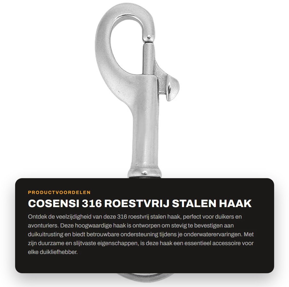 Dailygoods- Haak 316 Roestvrij Staal - Swivel Eye - Snap Bolt - Duikaccessoire - Lichtgewicht - Slijtvast en Duurzaam - Duikhaak