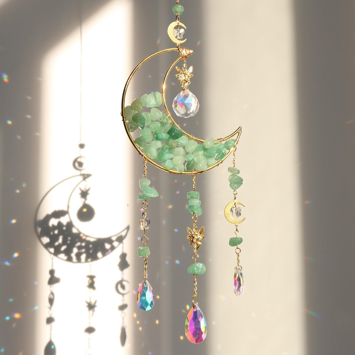 Dailygoods- Zonnevanger Kristal - Raamdecoratie - Hangend Ornament - Tuindecoratie - Maanhanger - Paarse Natuurstenen Kristallen