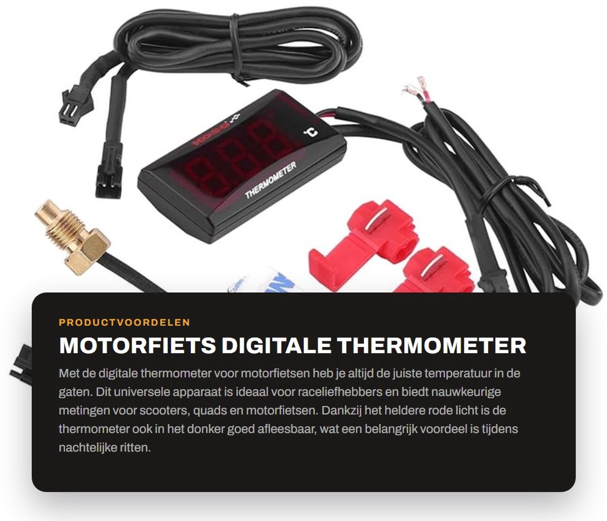 Dailygoods- Thermometer Digitale Universele - Watertemperatuurmeter - Geschikt voor Motorfietsen/Scooters - Meetbereik 0-120℃ - Waterdicht - M10 Schroefdraad - Temperatuurmeter