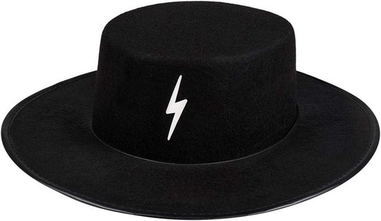 Kinderhoed Bandit - Verkleedhoed - Carnaval - Wit Flits Detail - One Size - Zwart