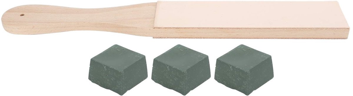 Dailygoods- Messenslijper Dubbelzijdig - Lederen Slijper - Polijstpasta - Ergonomisch Handvat - Voor Messen/Houtsnijgereedschap - 277 Mm