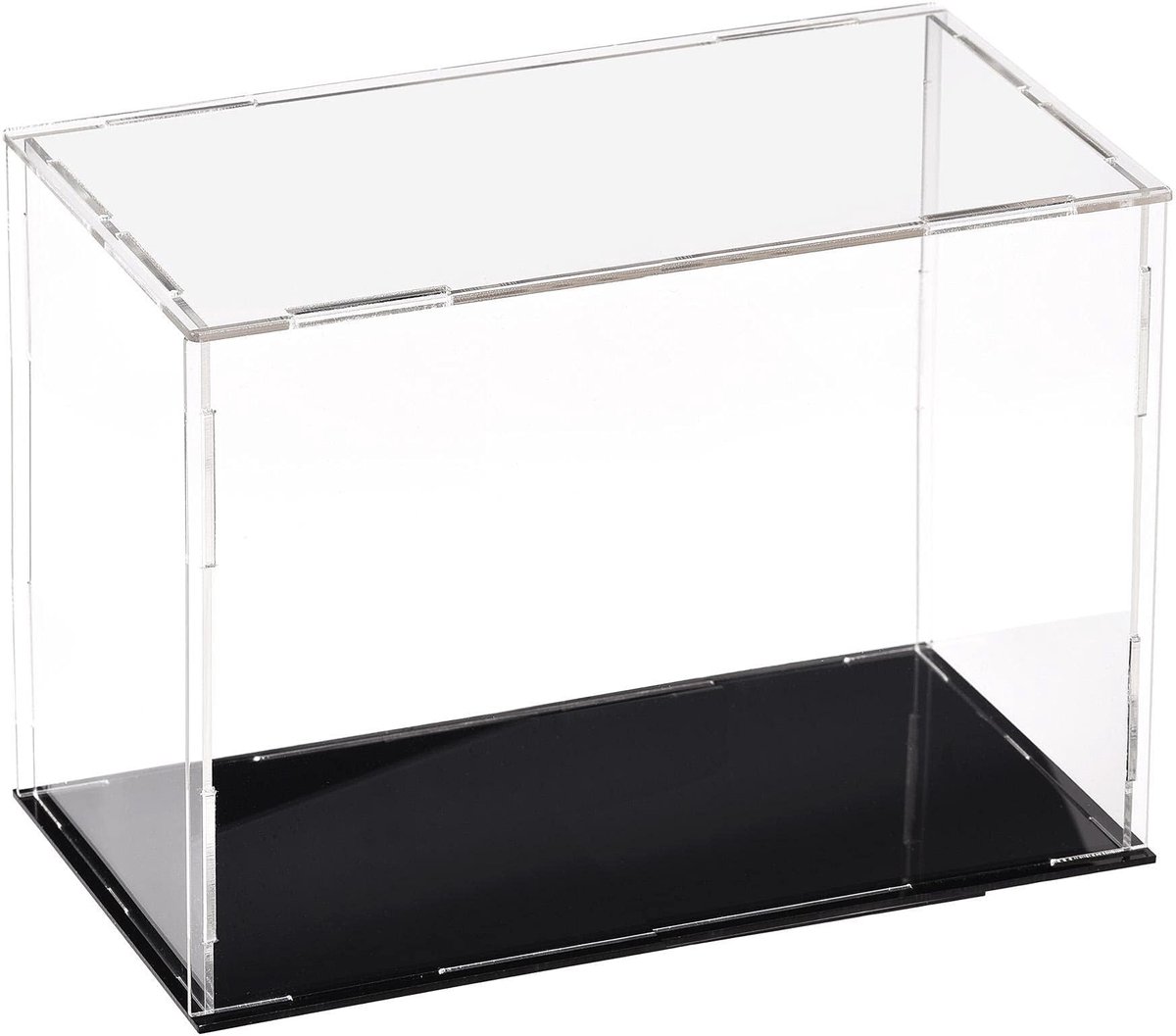 Dailygoods- Vitrinekast 20 x 10 x 15 cm - Transparant ontwerp - Zwarte basis - Stofdichte bescherming - Showcase voor actiefiguren - Eenvoudig te monteren - Displaycase