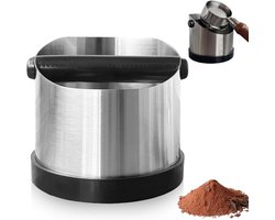 Afklopbak Koffiedik - Koffie Afslagbak - Espresso Bereiden - Verzamelbak Roestvrij Staal - 12.5 x 12.5 x 10.4 cm - Zilver