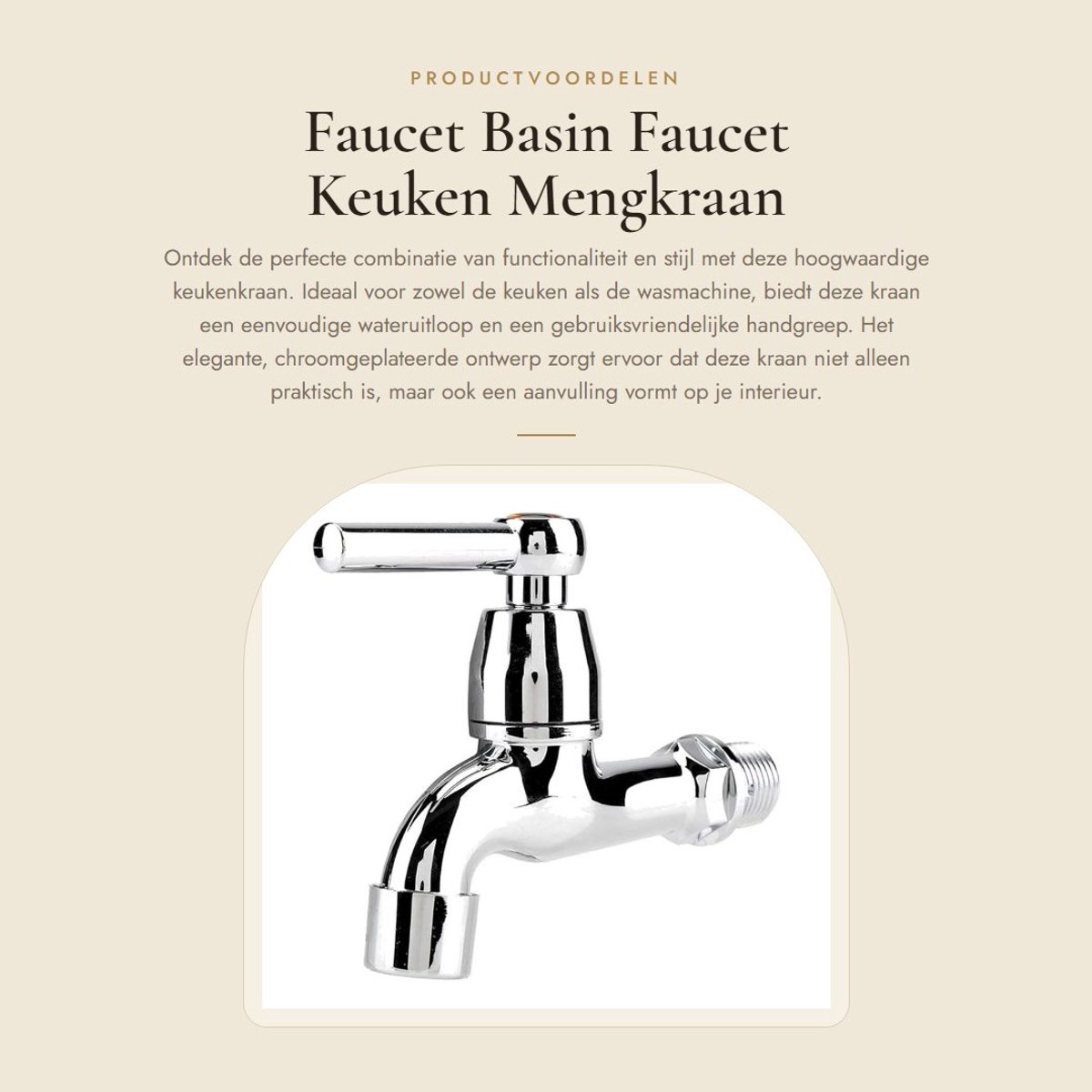 Byshayne- Wasbakkraan met Eenvoudige Grip - Hoogwaardige ABS - Chroom Geplateerd - Makkelijk te Installeren - Voor Keuken/Badkamer/Garten - Duurzaam en Elegant - Kraan
