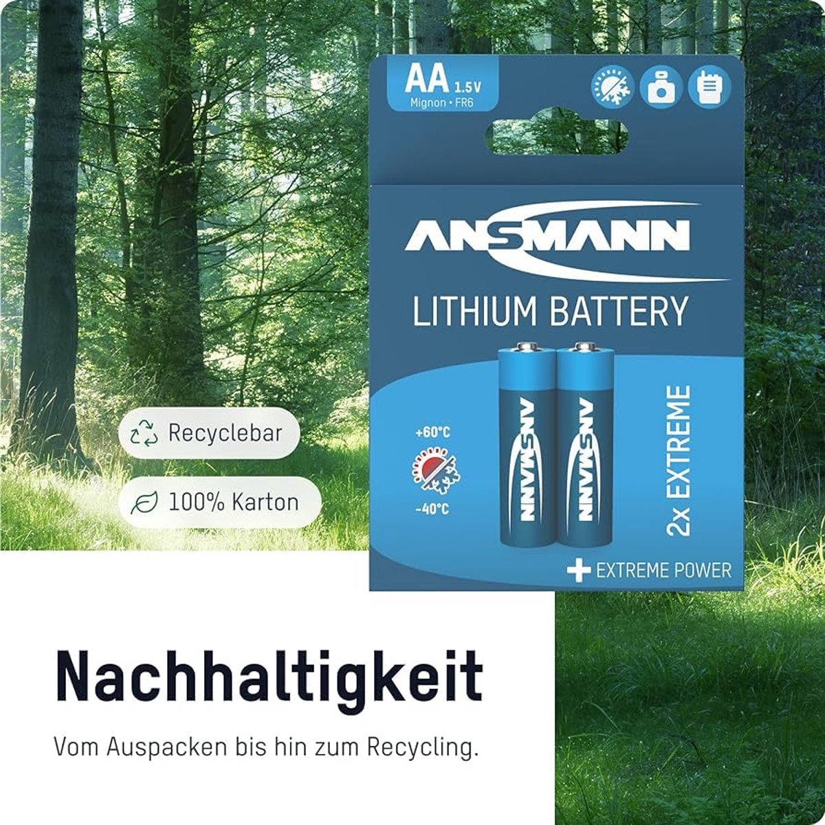 Batterijen AA - Mignon Lithium - Extreme Temperaturen - Lichtgewicht Ontwerp - 2 Stuks - Zilver