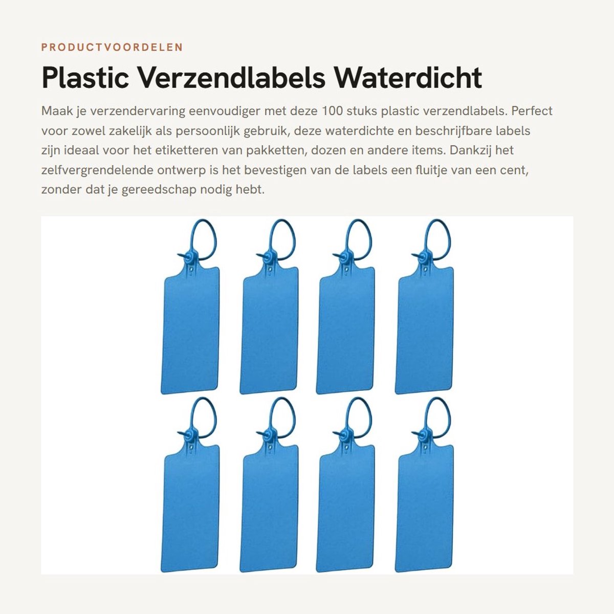 Dailygoods- Verzendlabels 100 Stuks - Waterdicht - Zelfvergrendelend - Scheurvast - Kabelbinderlabels - 250mm - Veiligheidsvergrendeling - Etiketten