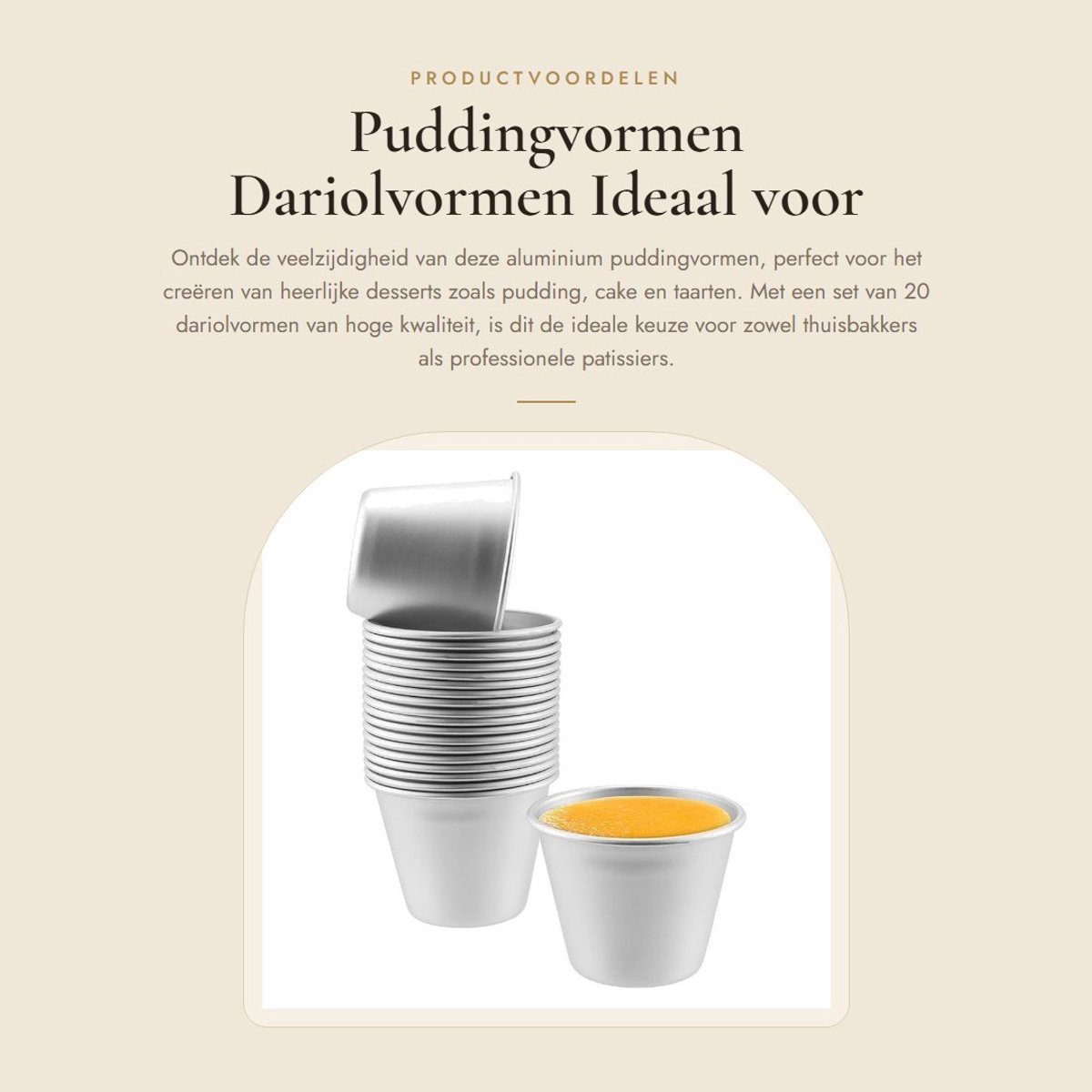 Dailygoods- Puddingvormen 20 stuks - Dariolvormen - Aluminium - Ideaal voor desserts - Compact formaat - Hoogwaardige kwaliteit - Bakvorm