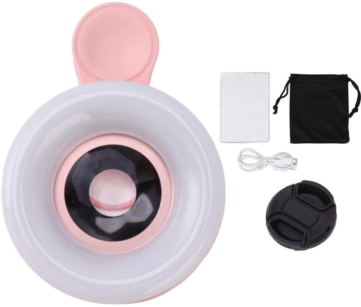 Dailygoods - 15x Macrolens - Telefooncamera - Draagbaar Oplaadbaar Dimmen - 2800 Tot 6500K - Fotografie - Geschikt voor Vlog en TikTok