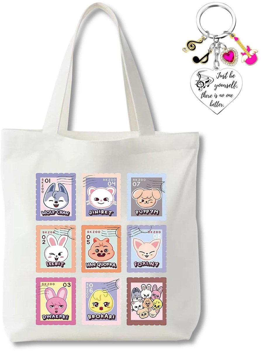 Dailygoods- Jute Tas - Zanger Shopper - Veelkleurig - Cartoonmotief - Lichtgewicht - Duurzaam - Inclusief Tashanger - Boodschappentas