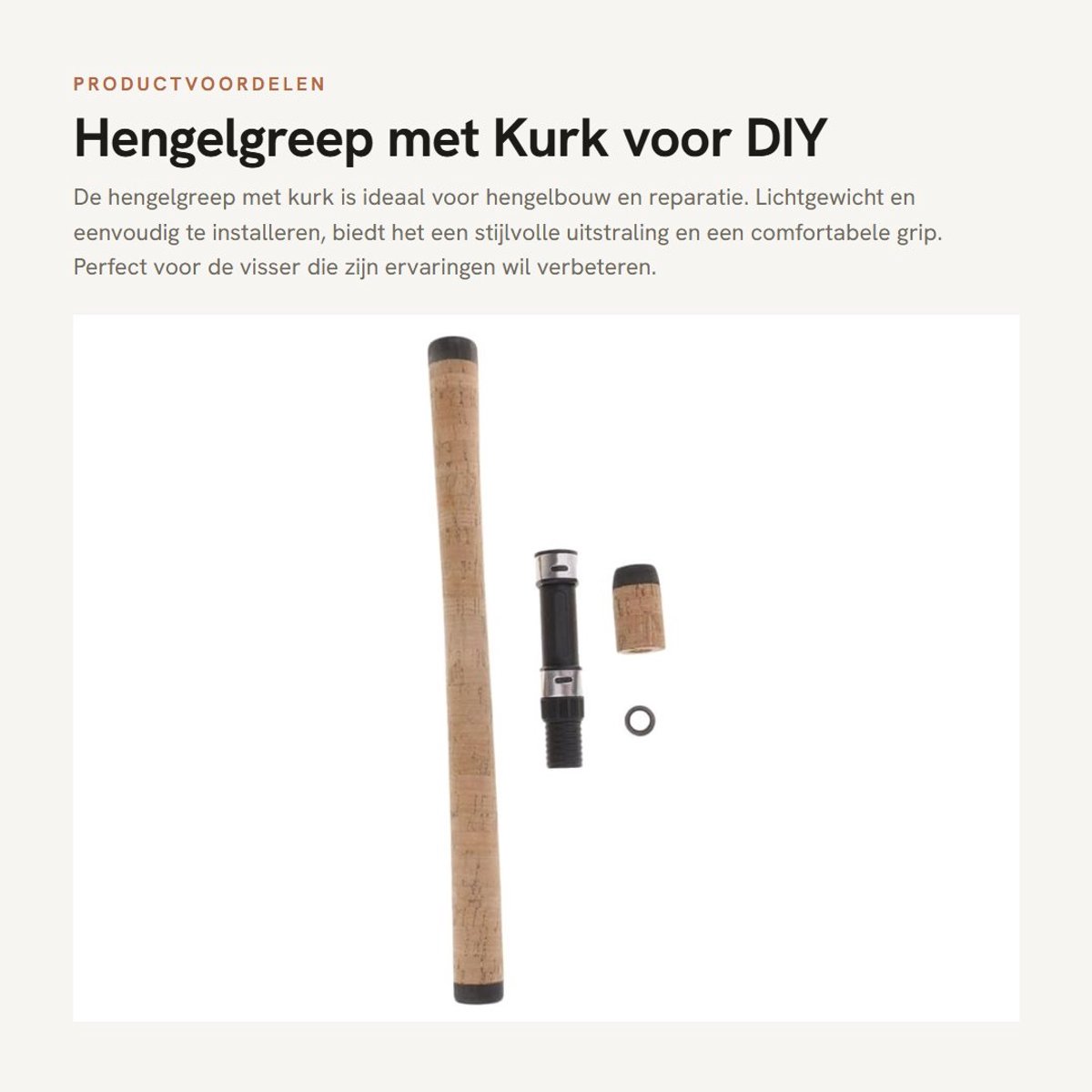 Dailygoods- Hengelgreep Lichtgewicht - Kurk Handvat - DIY Hengelbouw - Hengelreparatie - Composiet - Totale Lengte 47,5 cm - Vishengel